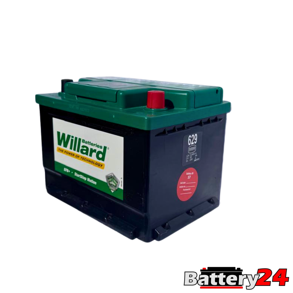 Willard 628/629 Car Battery – 12V 50Ah 390CCA Battery24
